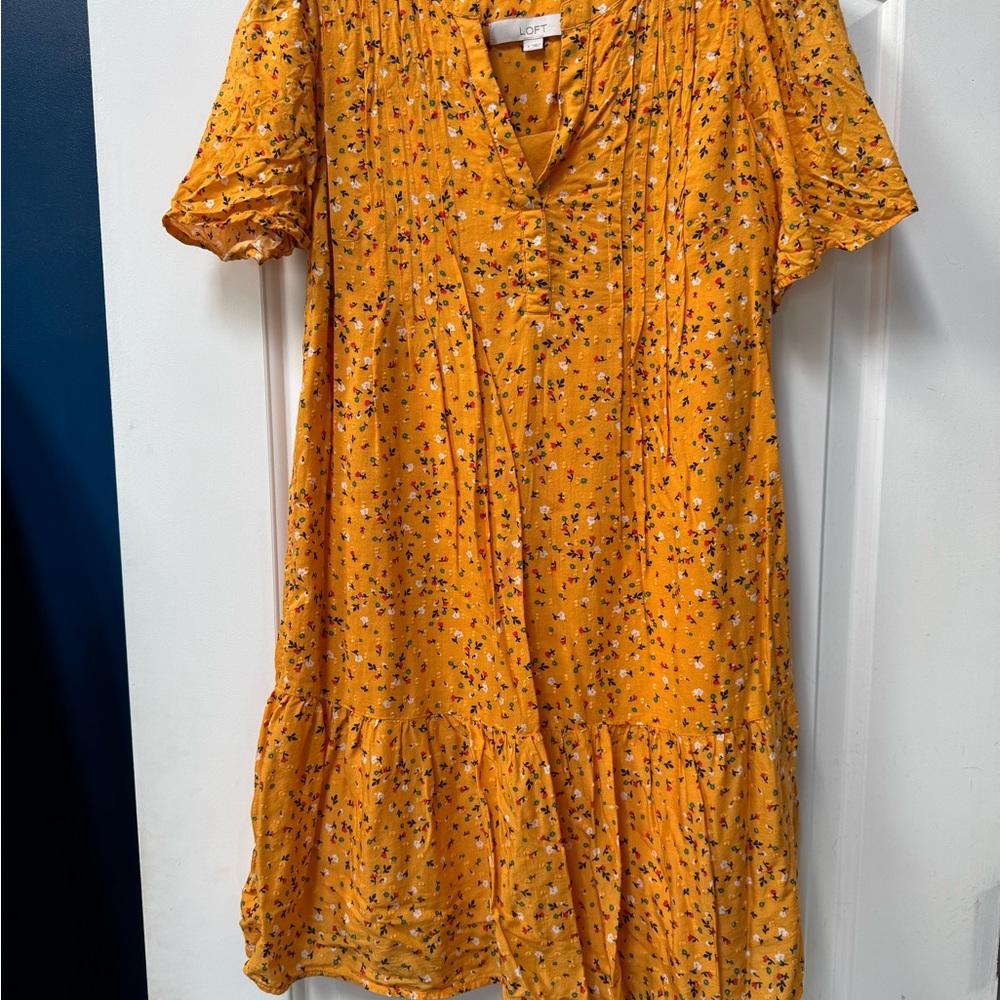 LOFT Yellow Floral Dress